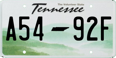 TN license plate A5492F