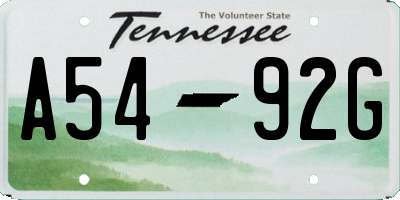 TN license plate A5492G