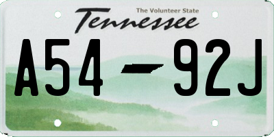 TN license plate A5492J