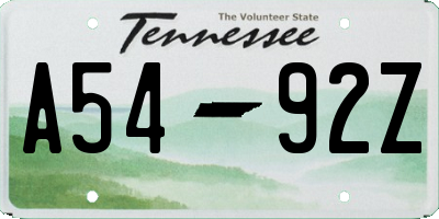 TN license plate A5492Z