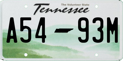 TN license plate A5493M