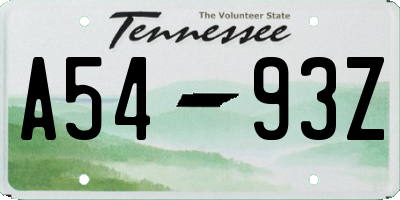 TN license plate A5493Z