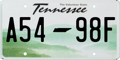 TN license plate A5498F