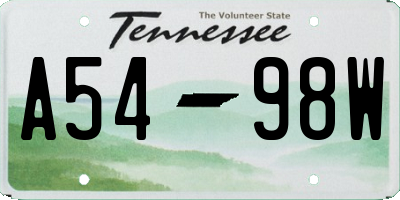 TN license plate A5498W