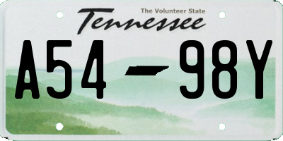 TN license plate A5498Y