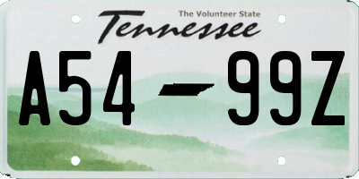 TN license plate A5499Z