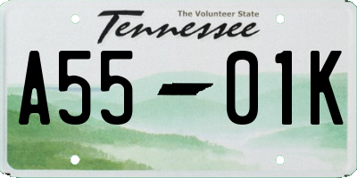 TN license plate A5501K