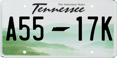 TN license plate A5517K