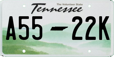 TN license plate A5522K