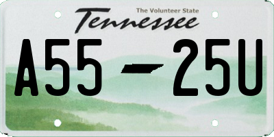 TN license plate A5525U