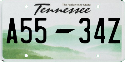 TN license plate A5534Z