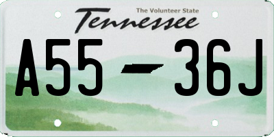 TN license plate A5536J