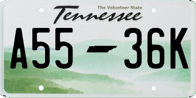 TN license plate A5536K