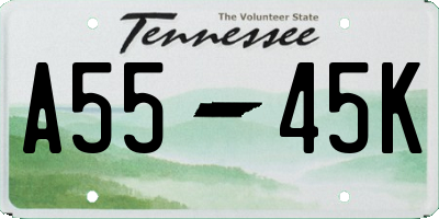 TN license plate A5545K