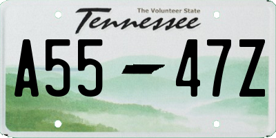 TN license plate A5547Z