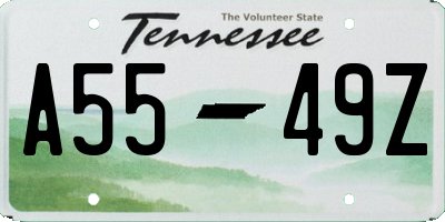 TN license plate A5549Z