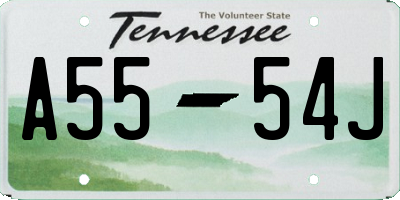 TN license plate A5554J