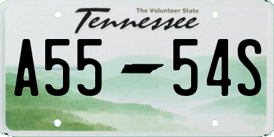 TN license plate A5554S