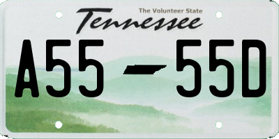 TN license plate A5555D