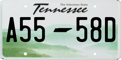 TN license plate A5558D