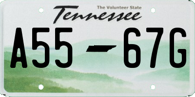 TN license plate A5567G