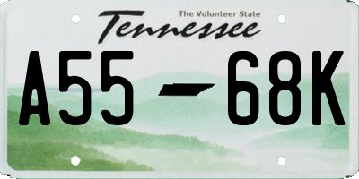 TN license plate A5568K