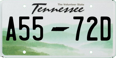 TN license plate A5572D