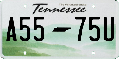 TN license plate A5575U