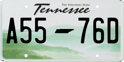 TN license plate A5576D