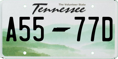 TN license plate A5577D