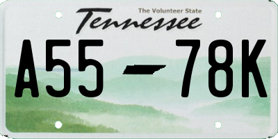 TN license plate A5578K