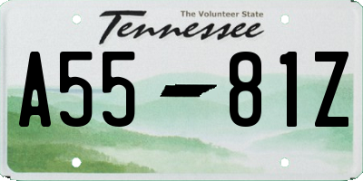 TN license plate A5581Z