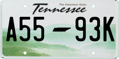 TN license plate A5593K