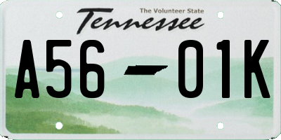 TN license plate A5601K