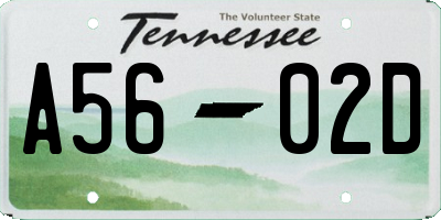 TN license plate A5602D