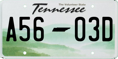 TN license plate A5603D