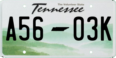 TN license plate A5603K