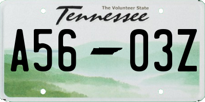 TN license plate A5603Z