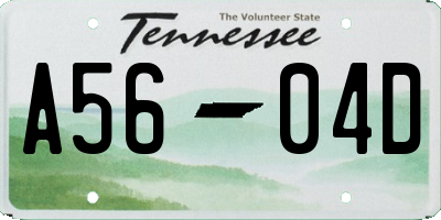 TN license plate A5604D