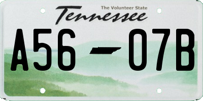 TN license plate A5607B