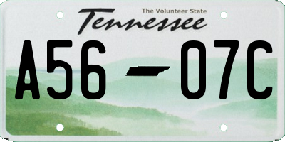 TN license plate A5607C