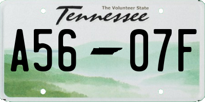 TN license plate A5607F