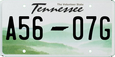 TN license plate A5607G