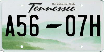 TN license plate A5607H