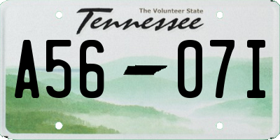 TN license plate A5607I