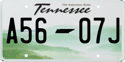 TN license plate A5607J