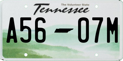 TN license plate A5607M