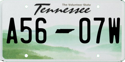 TN license plate A5607W