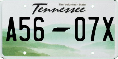 TN license plate A5607X