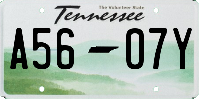 TN license plate A5607Y